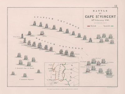 Battle of Cape St. Vincent by AK Johnston, 1797: Anglo-Spanish War