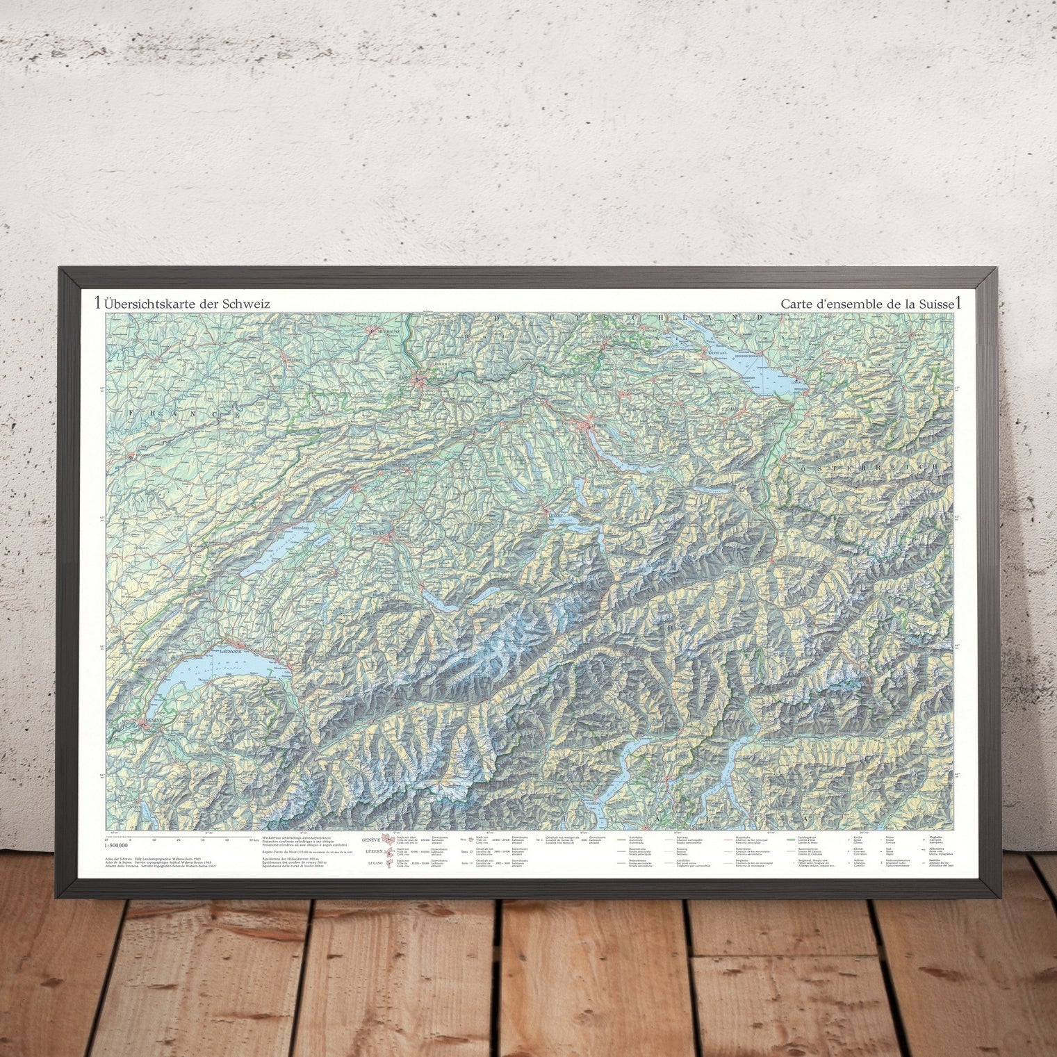 Old Topographic Map of Switzerland by Imhof: Alps & Jura, Lake Geneva ...