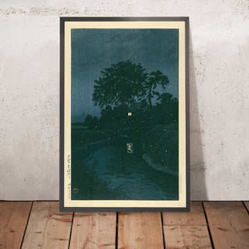 Un’immagine incorniciata di Dark River with Fireflies di Hasui Kawase, 1935