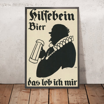A framed image of Hilsebein Vintage Beer Poster by Hollerbaum & Schmidt, 1900