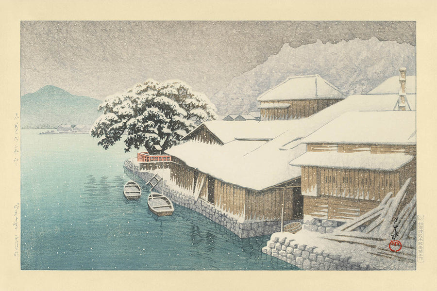 Evening Snow at Ishinomaki by Hasui Kawase, 1935