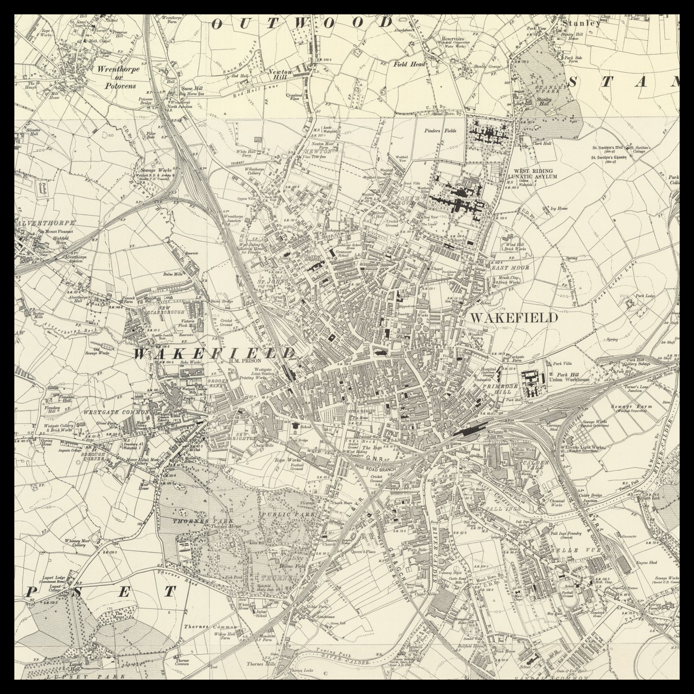 An old Ordnance Survey map of Wakefield