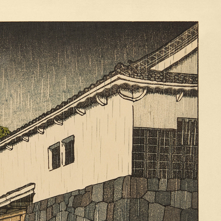 Uchiyamashita in the Rain by Hasui Kawase 1935
