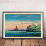 Sunset Coast and Rocks by Hasui Kawase, 1935