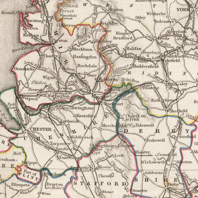Old County Map of England & Wales by Lewis, 1844: Major Roads & Railways