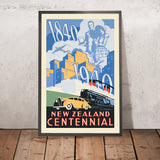 Póster de viaje de Nueva Zelanda: Centenario de Nueva Zelanda, de Leonard Cornwall Mitchell, 1940 