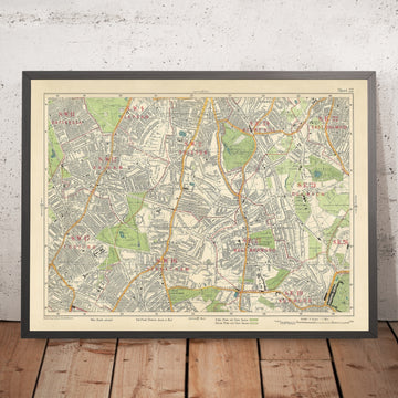 Old Street Map of London, 1934: Brixton, Balham, Streatham, Tooting, Dulwich