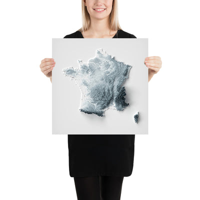 France Topographic 3D Relief Map