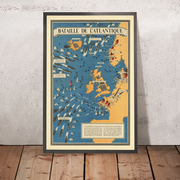 Ancienne carte picturale de la bataille de l&