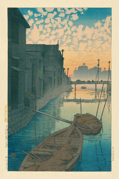 Dawn at Daikon Gashi Riverbank by Hasui Kawase, 1935