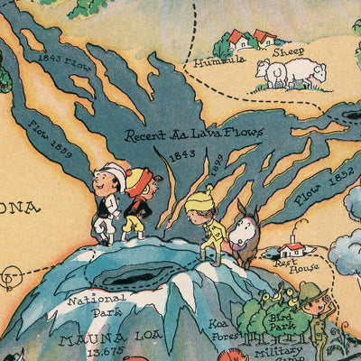 Vintage Pictorial Map of the Big Island, Hawaii, 1935