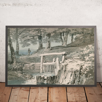 A framed image of Sluice Gate, Netley Abbey, Hampshire by Turner 1794