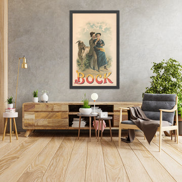 A framed image of Young America Vintage Bock Beer Poster by Henry Jerome Schile, 1894