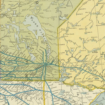 Alte Karte von Kanada und Nord-USA von Poole Brothers, 1912: Eisenbahnen, Große Seen, Hudson Bay, Toronto, Chicago