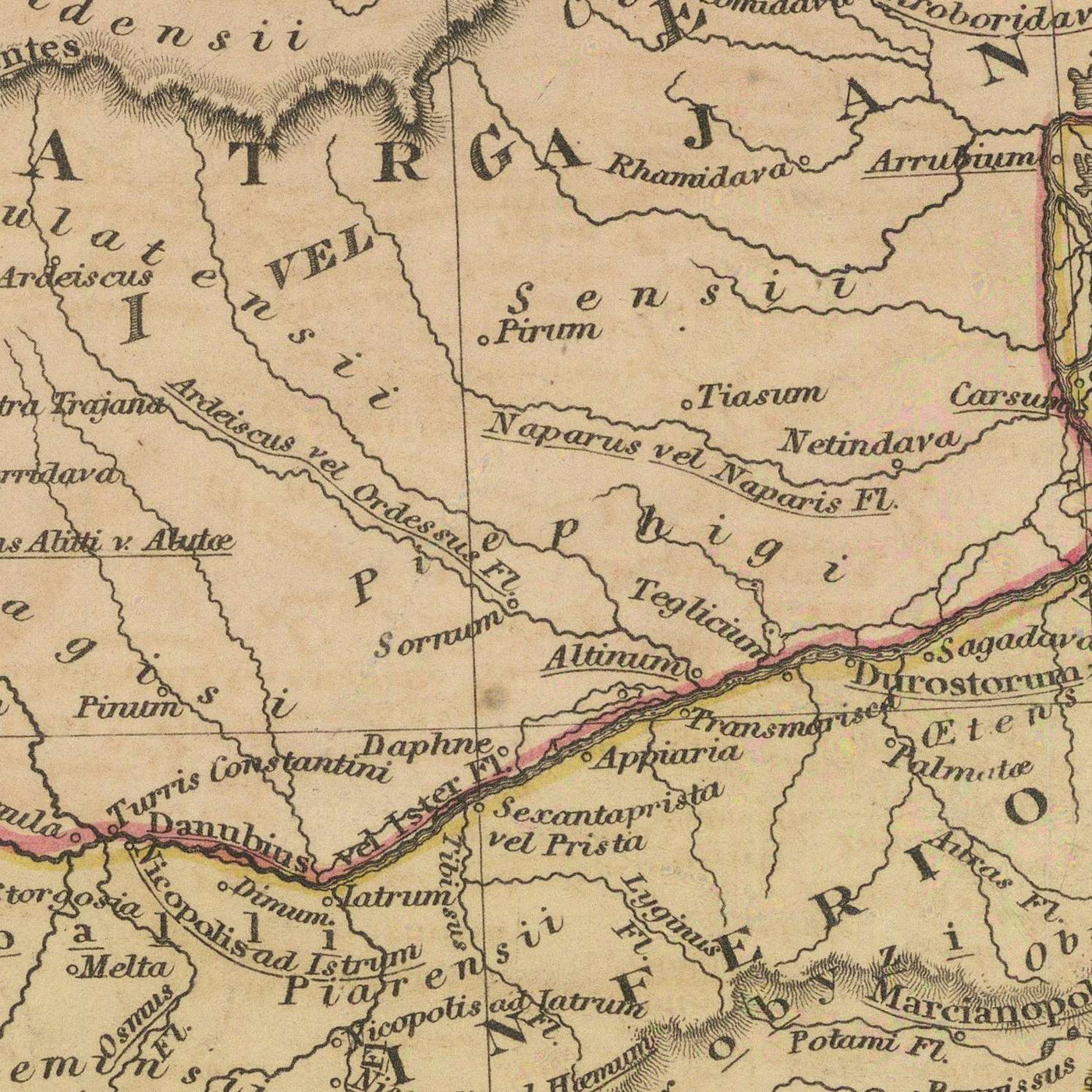 Old Map of Ancient Southeast Europe by Arrowsmith, 1824: Thracia, Macedonia, Moesia, Dacia, Illyricum