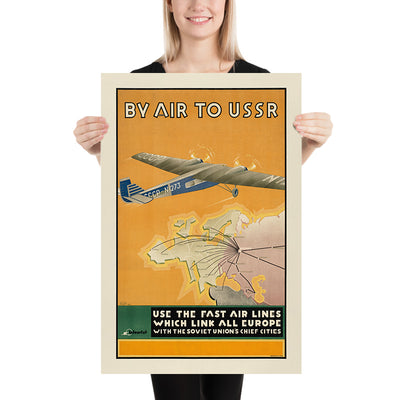 Soviet Union Travel Poster: By Air to USSR by Intourist, 1934