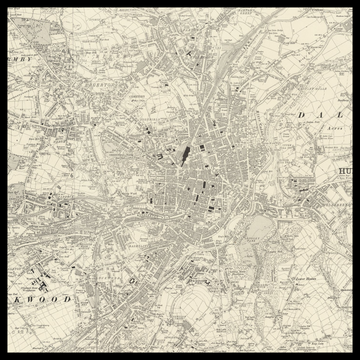 Un mapa antiguo del Ordnance Survey de Huddersfield
