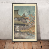 Temple Yamadera par temps de pluie à Sendai par Hasui Kawase, 1935 
