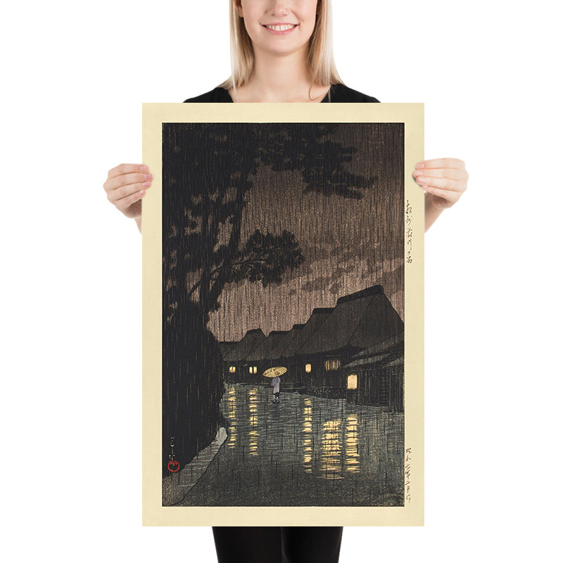 Rain at Maekawa, Sagami Province by Hasui Kawase, 1935