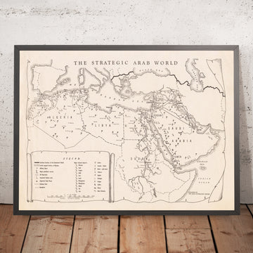 Old Map of the Arab World, 1960: Oil & Pipelines; UAR Syrian Region; Holy Sites