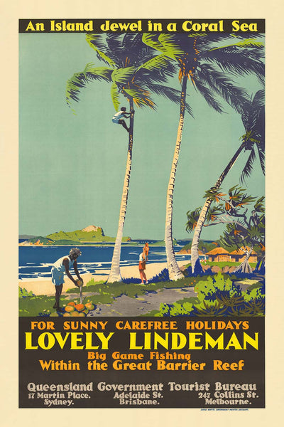 Lindeman Island Travel Poster: Lovely Lindeman, 1930