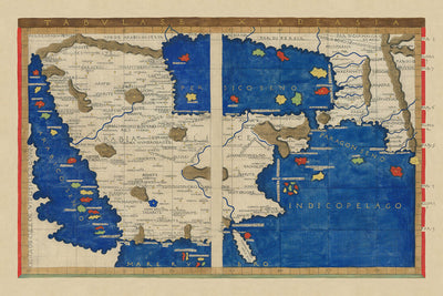 Rare Renaissance Map of the Arabian Peninsula by Berlinghieri & Ptolemy, 1482: Saudi, UAE, Qatar, Oman