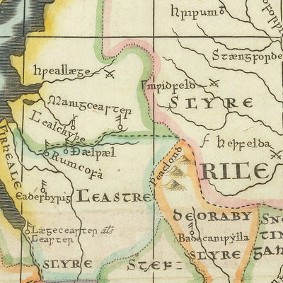 Old Map of Saxon Kingdoms and Counties in England & Wales by Morden, 1695: Wessex, Mercia, York