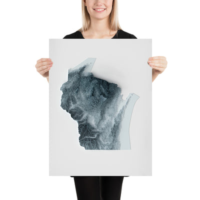 Topografische 3D-Reliefkarte von Wisconsin 