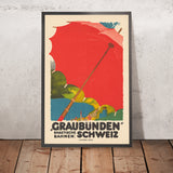 Graubünden-Reiseposter: Rhätische Bahnen von Augusto Giacometti, 1924 