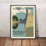 St. Augustine, Florida Travel Poster: Fort Marion by Chester Don Powell, 1938