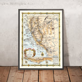 Old Pictorial Map of California and Nevada by Furse, 1962: El Camino Real, San Diego, SF, Pony Express, Gold Rush 1849