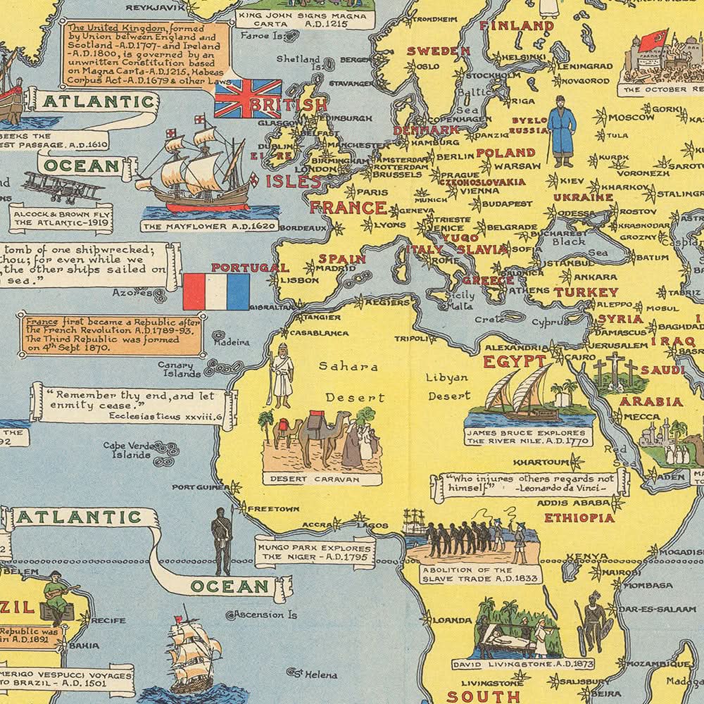 Map Unog Old World Map of the United Nations, 1948: Post-WWII Era, Pictorial St ...