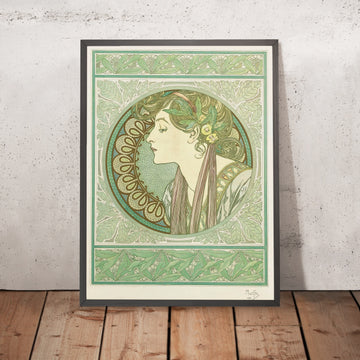 A framed image of Laurel by Alphonse Mucha, 1901
