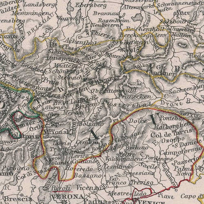 Old Map of Napoleon's Campaigns in Italy, Switzerland and Germany, 1796