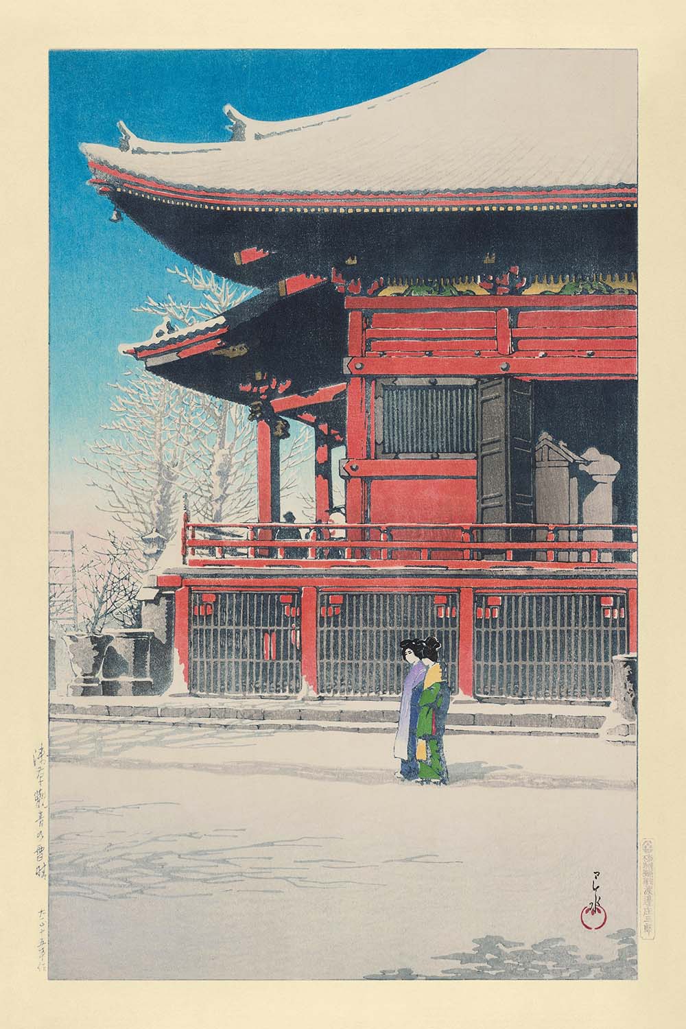Asakusa Kannon Temple after the Snow, Tokyo by Hasui Kawase 1935