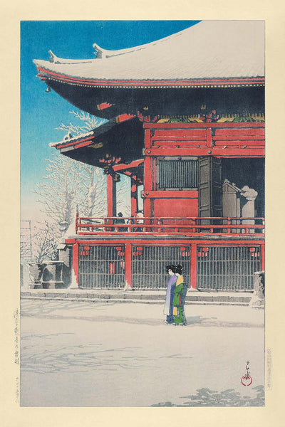 Asakusa Kannon Temple after the Snow, Tokyo by Hasui Kawase 1935