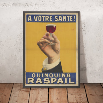 A framed image of Quinquina Raspail Vintage Tonic Advertising Poster, 1906