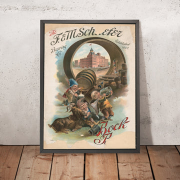 A framed image of F. & M. Schaefer Brewing Co. Vintage Bock Beer Poster, 1824