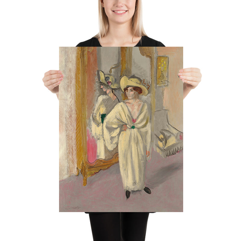 Frau in Weiß, die vor einem Spiegel steht (Woman in white standing in front of a mirror) von Henri Matisse, 1918 