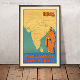 Cartel de viaje de la India: La tierra del señor Buda, por D. Newsome 