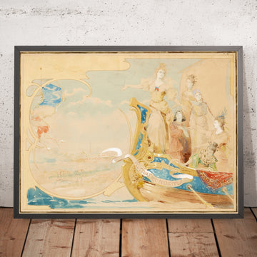 A framed image of Study for a Mural by Alphonse Mucha, 1900
