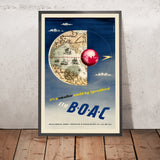 Aviation Travel Poster: Fly B.O.A.C – It’s a Smaller World by Beverly Pick, 1950