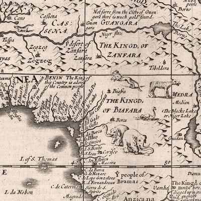 Alte Karte von Afrika von Speed, 1676: Detaillierte, dekorative, historische Einblicke