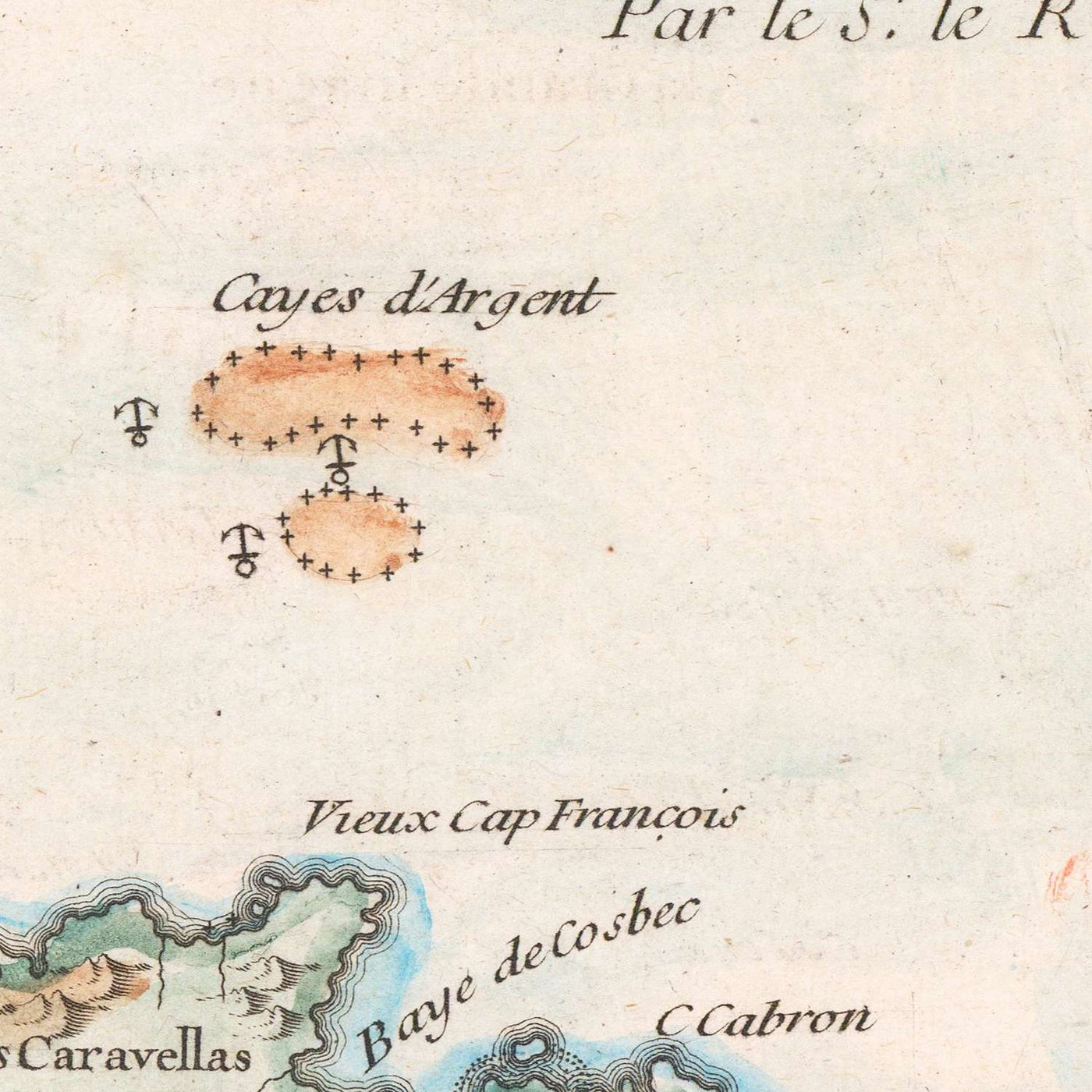 Old Map of Haiti and Dominican Republic by Le Rouge, 1748: Santo Domingo, Les Cayques, Turks & Caicos