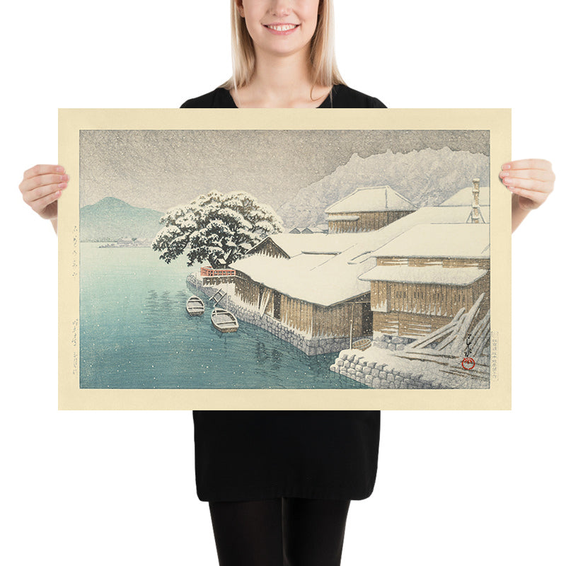 Evening Snow at Ishinomaki by Hasui Kawase, 1935