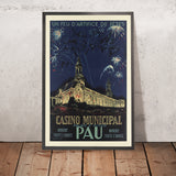 Pau Travel Poster: Casino Municipal, Palais d’Hiver by A. Bernat, 1939