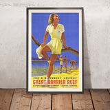 Poster di viaggio della Grande Barriera Corallina: Per una vacanza diversa di Percy Trompf, 1939 