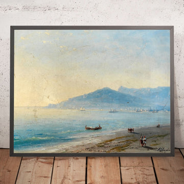A framed image of The Bay of Yalta with the Magobi and Ai Petri Mountains by Ivan Konstantinovich Aivazovsky, 1817