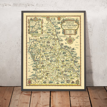 Mapa de Pratt del norte de Inglaterra por AE Taylor, 1932 