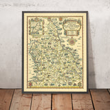 Mapa de Pratt del norte de Inglaterra por AE Taylor, 1932 